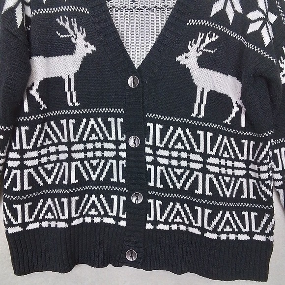 Forever 21 Heavy Knit Cardigan Sweater Size S Gray White Winter‎ Cotton Blend - Picture 5 of 10